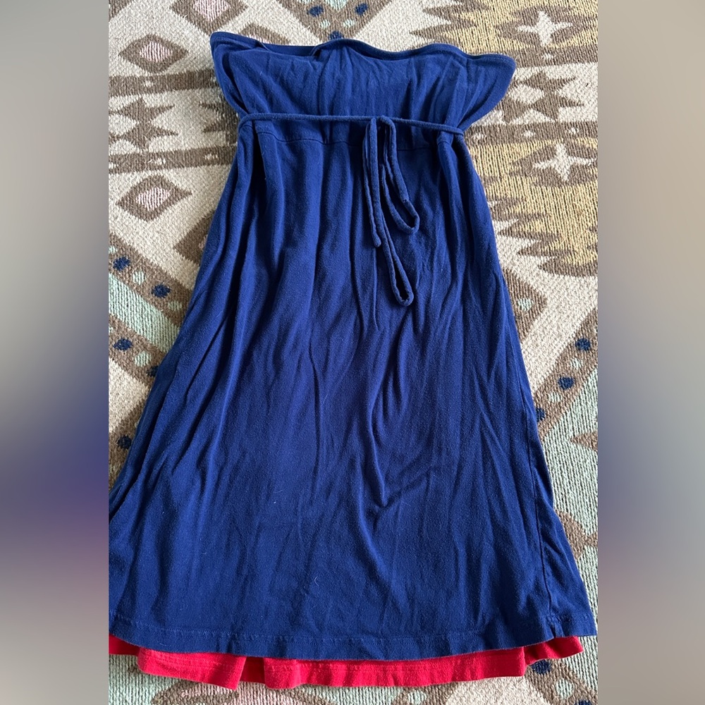 Blue tube top dress with red underneath size small